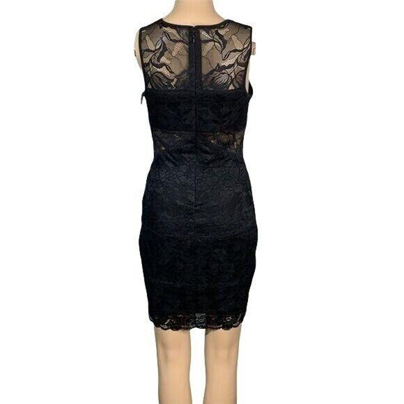 Guess Womens Bodycon Cocktail Dress Silvana Lace Cutout Stretch Black Small - Picture 10 of 16